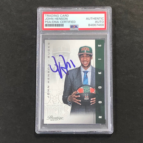 2012 Panini Prestiege #215 John Henson Signed Card AUTO PSA Slabbed Milwaukee Bucks