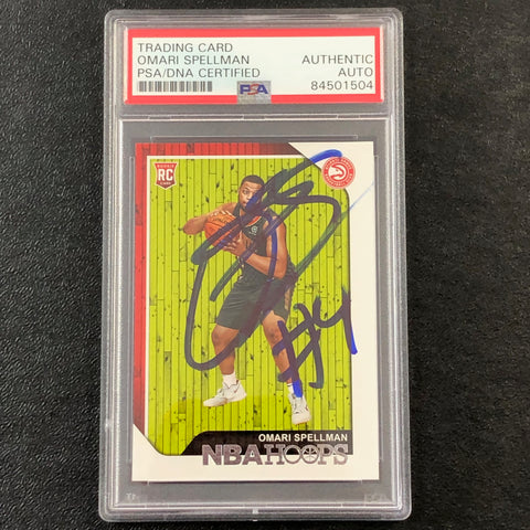 2018-19 NBA Hoops #251 Omari Spellman Signed Card AUTO PSA/DNA Slabbed RC Hawks