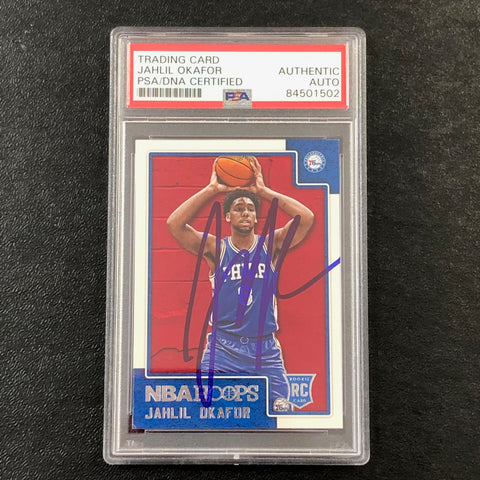 2015 NBA Hoops #280 Jahlil Okafor Signed Card AUTO PSA Slabbed RC 76ers