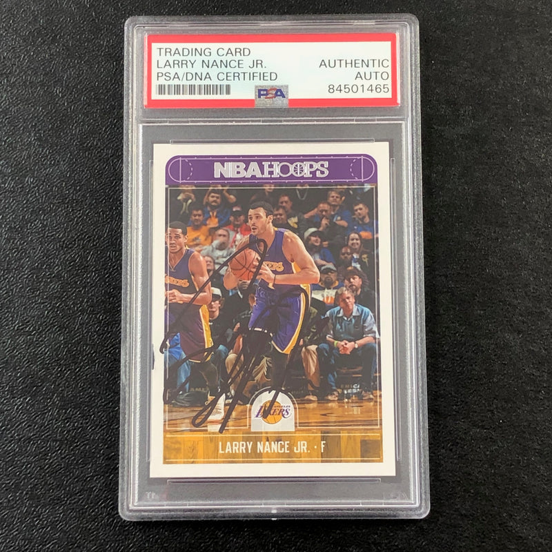 2017-18 NBA Hoops #114 Larry Nance Jr. Signed Card AUTO PSA Slabbed Lakers