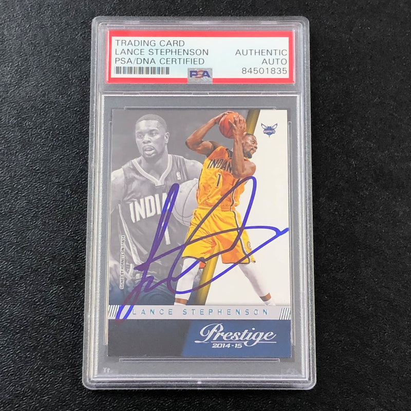 2014-15 Panini Prestige #37 Lance Stephenson Signed Card AUTO PSA Slabbed Pacers