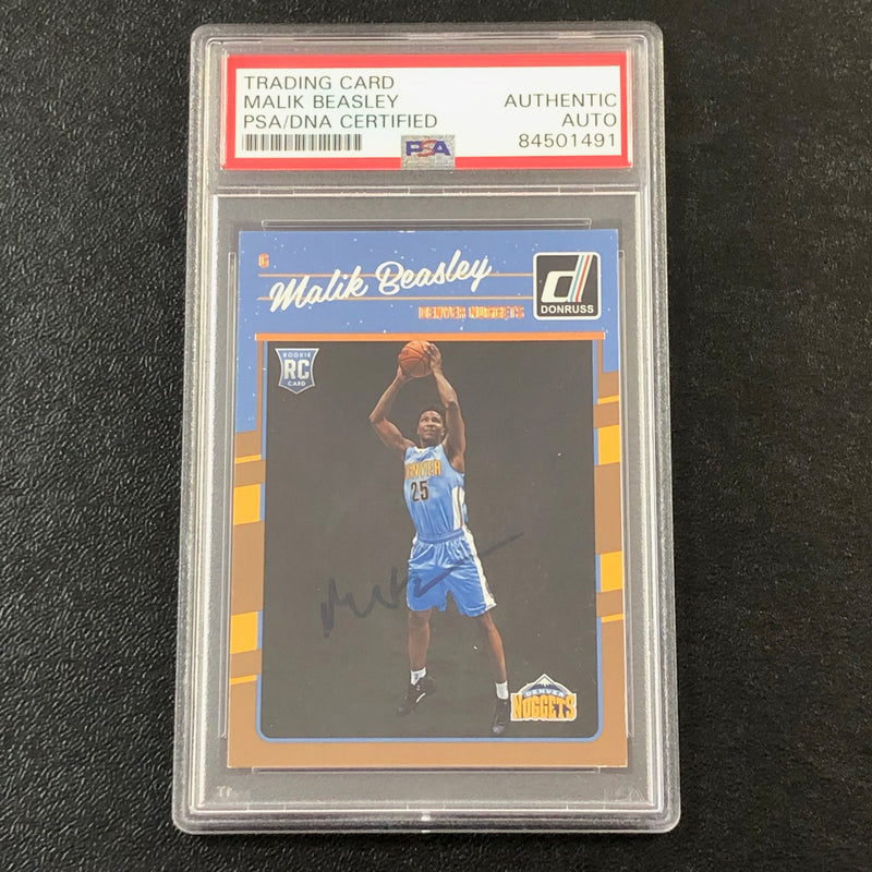 2016-17 Donruss #166 Malik Beasley Signed Card AUTO PSA/DNA Slabbed RC Nuggets