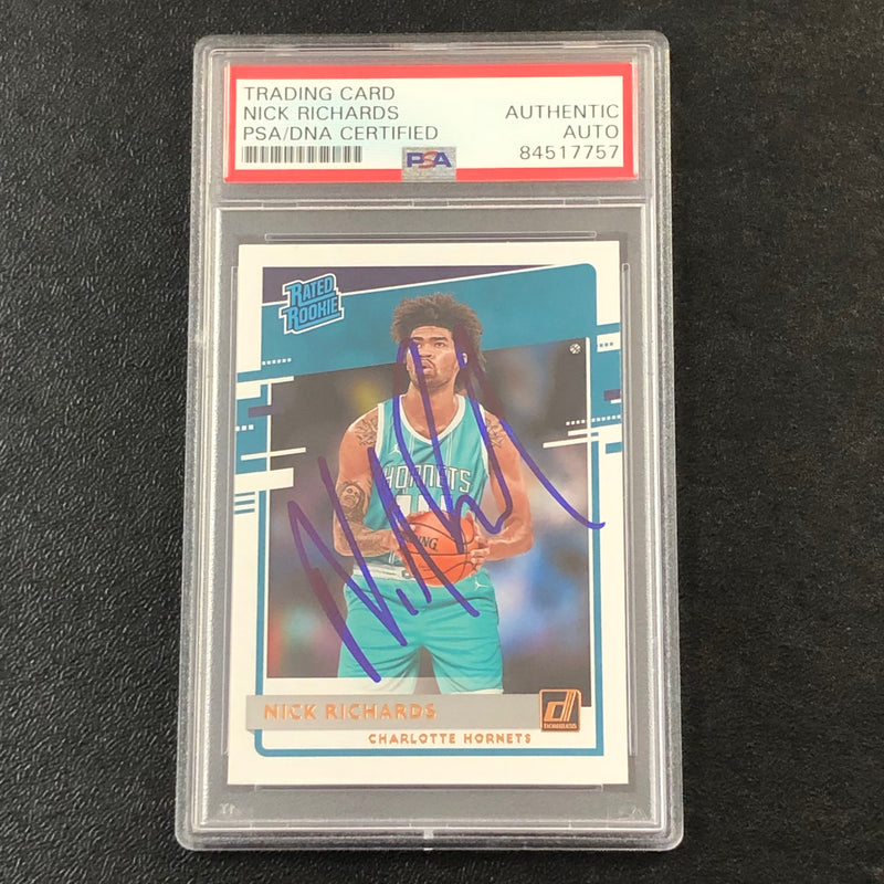 2020-21 Donruss Rated Rookie #222 Nick Richards Signed Card AUTO PSA Slabbed RC Hornets