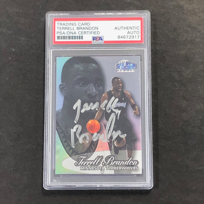 1998-99 Flair Showcase #3 Terrell Brandon Signed Card AUTO PSA/DNA Slabbed Timberwolves