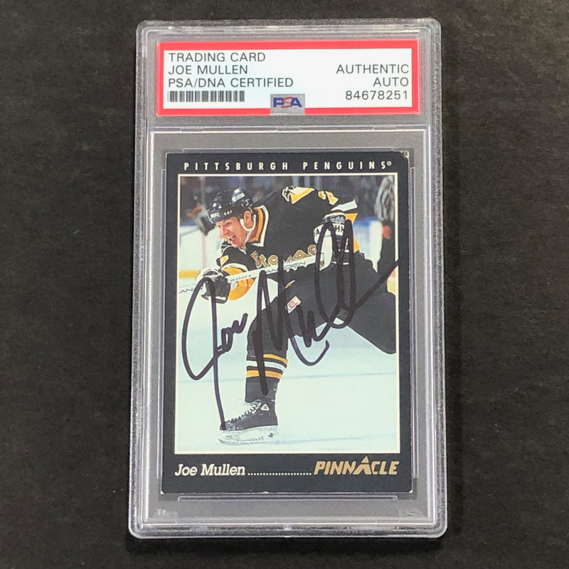 1992-93 Pinnacle #122 Joe Mullen Signed Card AUTO PSA Slabbed