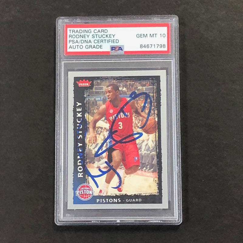 2008-2009 Fleer #13 Rodney Stuckey Signed Card AUTO PSA Slabbed Pistons
