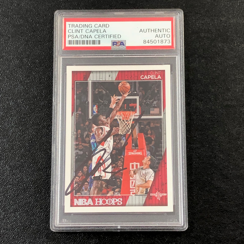 2016-17 NBA Hoops #120 Clint Capela Signed Card AUTO PSA/DNA Slabbed Rockets