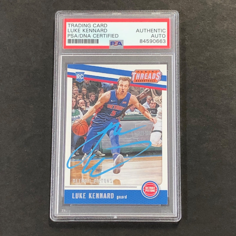 2017-18 Panini Threads #97 Luke Kennard Signed Rookie Card AUTO PSA Slabbed RC Pistons