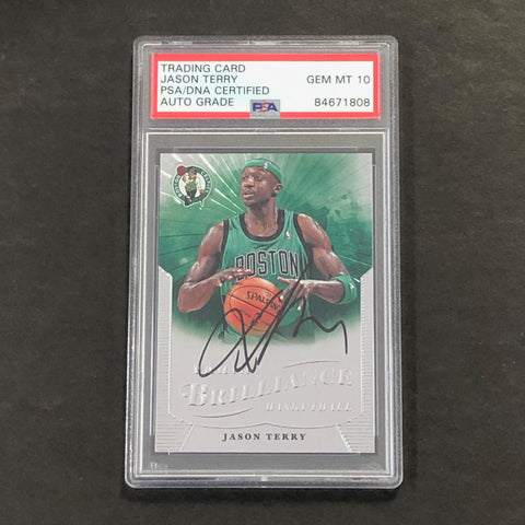 2012-13 Panini Brilliance #12 Jason Terry Signed Card AUTO 10 PSA Slabbed Celtics