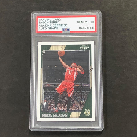 2016-17 NBA Hoops #231 Jason Terry Signed Card AUTO 10 PSA Slabbed Bucks