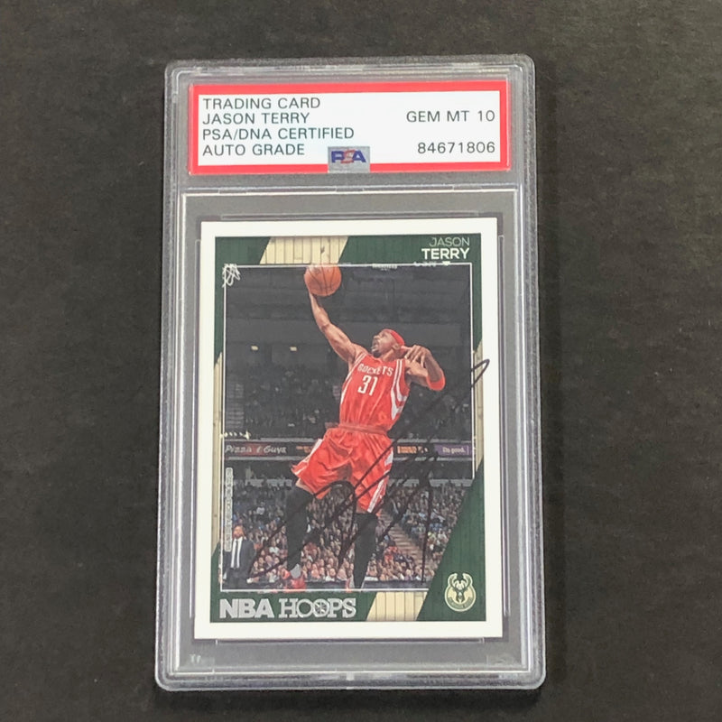 2016-17 NBA Hoops #231 Jason Terry Signed Card AUTO 10 PSA Slabbed Bucks