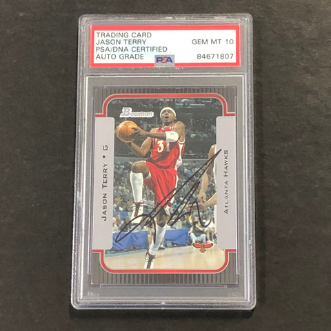 2003-04 Bowman Rookies and Stars #68 Jason Terry Signed Card AUTO 10 PSA Slabbed Atlanta Hawks