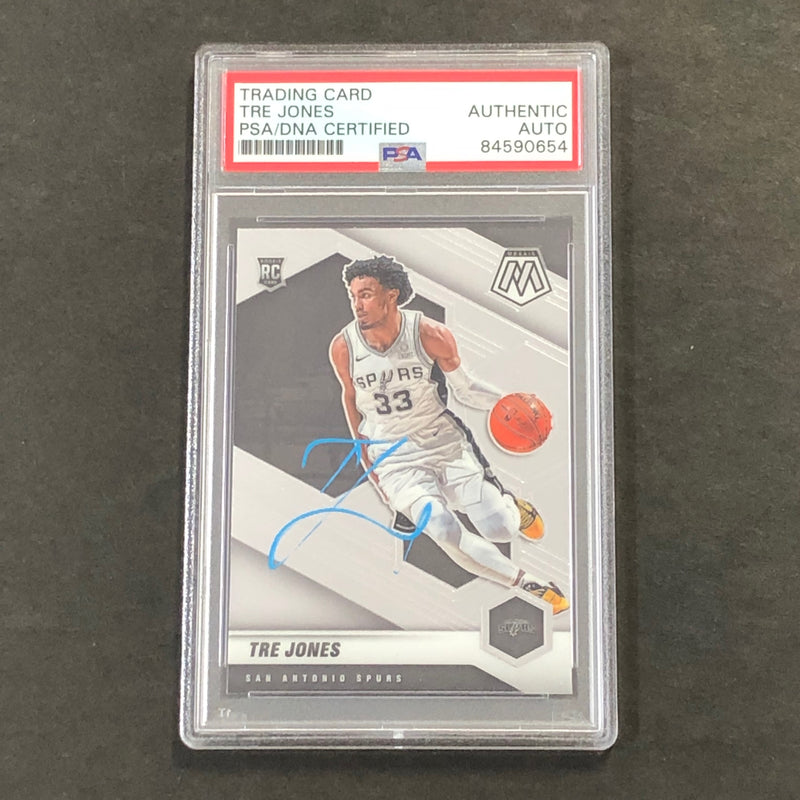 2020-21 Mosaic Basketball #243 Tre Jones Signed Card AUTO PSA/DNA Slabbed RC Spurs