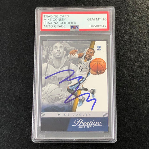2014-15 Panini Prestige #137 Mike Conley signed Card Auto 10 PSA Slabbed Grizzlies