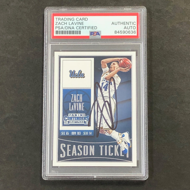 2015-16 Contenders Draft Picks #99 Zach LaVine Signed Card AUTO PSA Slabbed UCLA