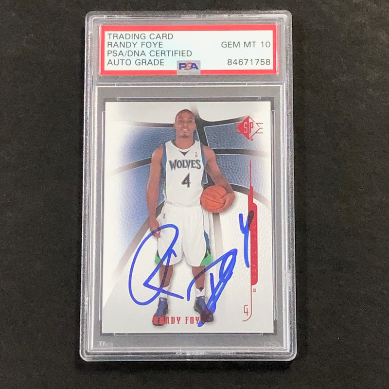2007-08 SP #9 Randy Foye Signed Card AUTO 10 PSA Slabbed Minnesota Timberwolves