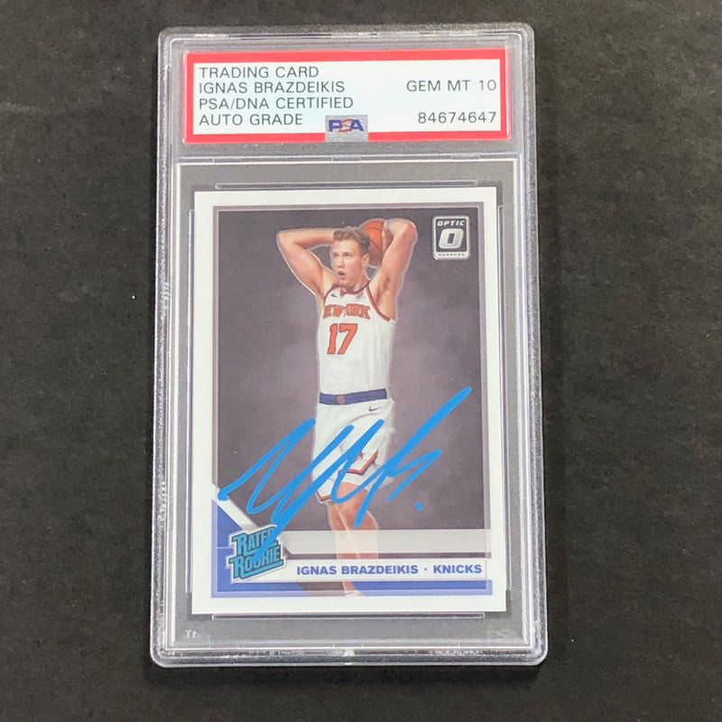 2019-20 Optic Rated Rookie #173 Ignas Brazdeikis Signed AUTO 10 PSA Slabbed RC Knicks