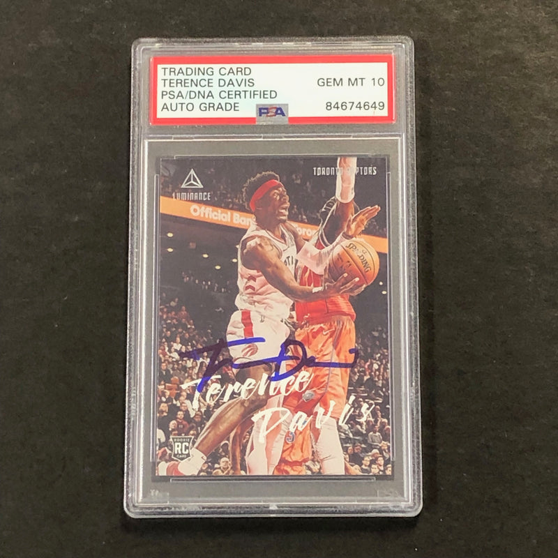 2019-20 Panini Chronicles Luminance #138 Terence Davis Signed Card AUTO 10 PSA Slabbed RC Raptors