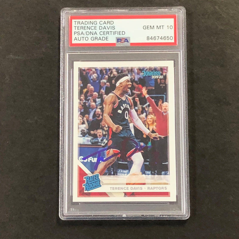 2019-20 DonRuss Rated Rookie #196 Terence Davis Signed Card AUTO 10 PSA Slabbed RC Raptors