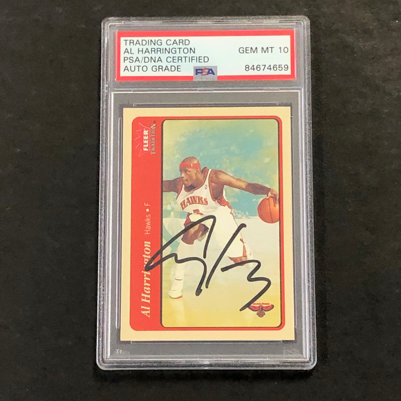 2004-05 Fleer Traditions #175 Al Harrington Signed Card AUTO 10 PSA Slabbed