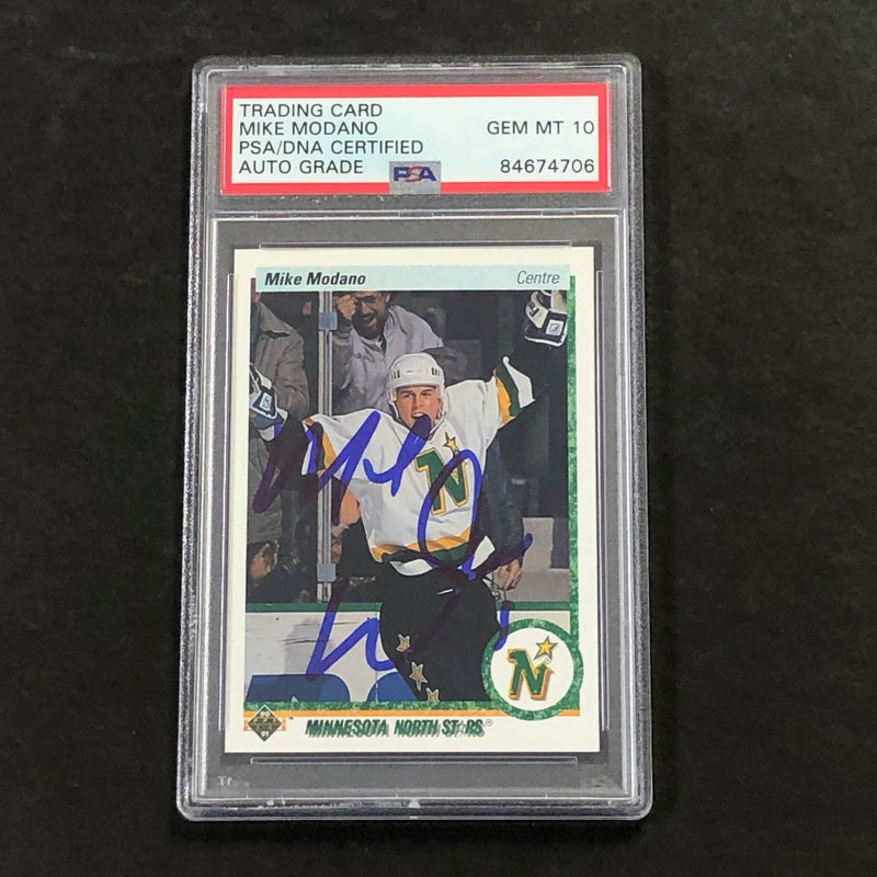 1990-91 Upper Deck #46 Mike Modano Signed Card Auto PSA 10 RC Slabbed