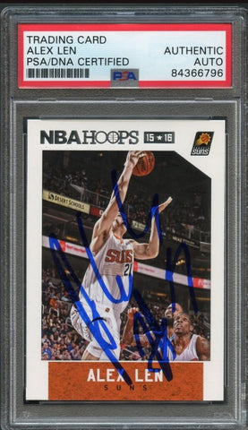 2015-16 NBA Hoops #75 Alex Len Signed Card AUTO PSA Slabbed Suns