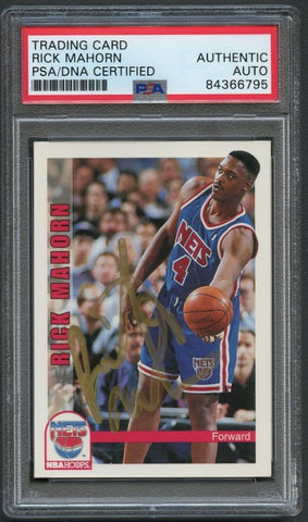 1992-93 NBA Hoops #429 Rick Mahorn Signed Card AUTO PSA Slabbed New Jersey Nets