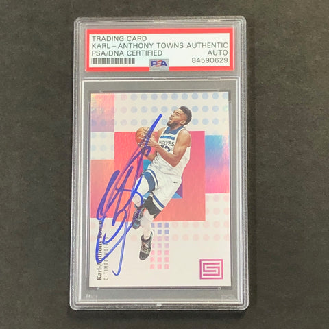 2017-18 Panini Status #29 Karl-Anthony Towns Signed Card AUTO PSA Slabbed Timberwolves