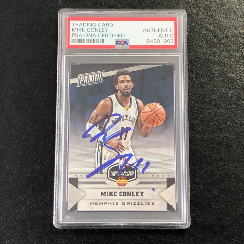 2017 Panini Player of the Day #19 Mike Conley signed Auto Card PSA/DNA Slabbed Grizzlies