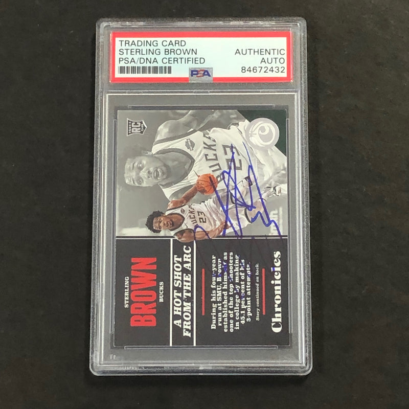 2017-18 Panini Chronicles #120 Sterling Brown Signed Card AUTO PSA/DNA Slabbed RC Bucks