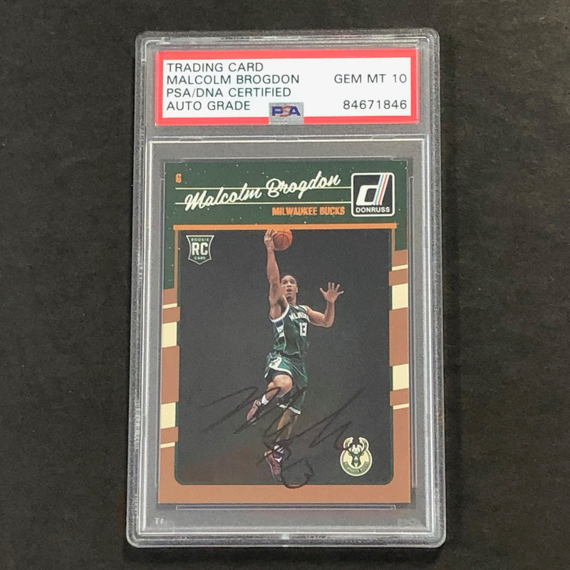 2016-17 Panini Donruss #179 Malcolm Brogdon Signed Card AUTO 10 PSA/DNA Slabbed RC Bucks