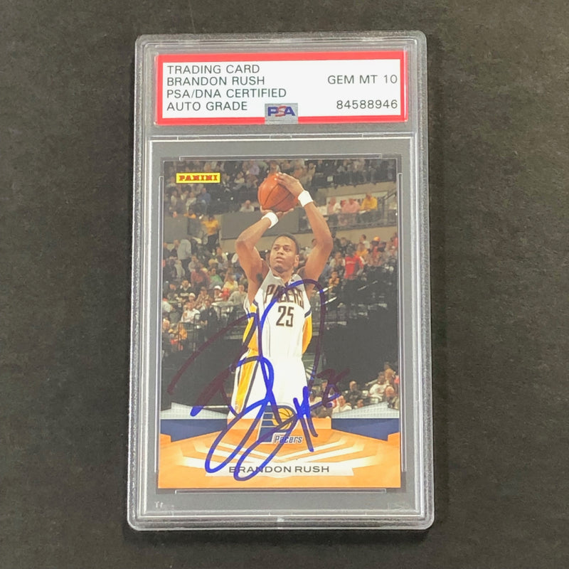 2009-10 Panini Basketball #82 Brandon Rush Signed Card AUTO 10 PSA Slabbed Pacers