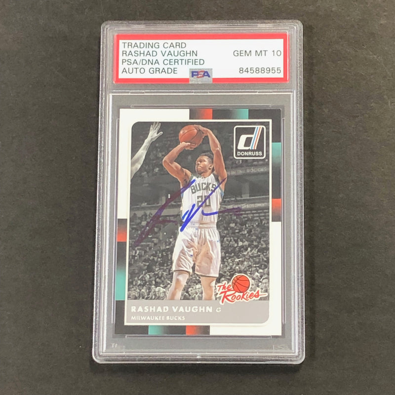 2015-16 Donruss The Rookies #33 Rashad Vaughn Signed Card AUTO 10 PSA Slabbed RC Bucks
