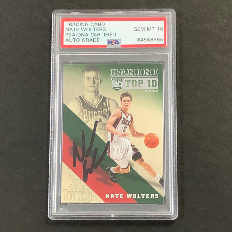 2013-14 Panini Top 10 #3 Nate Wolters Signed Card AUTO 10 PSA/DNA Slabbed RC Bucks