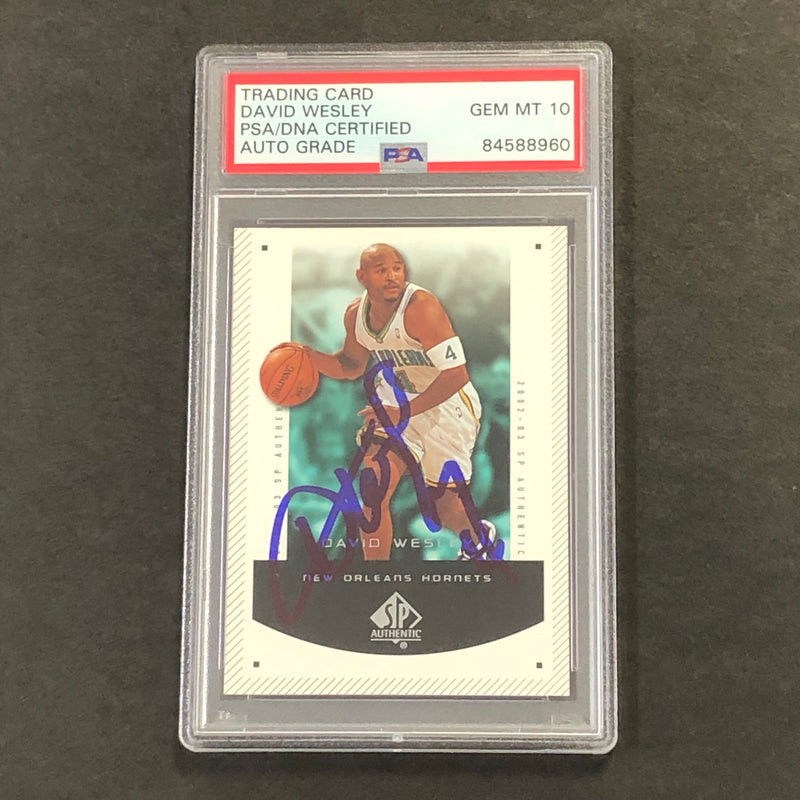 2002-03 SP Authentic #58 David Wesley Signed Card AUTO 10 PSA Slabbed Hornets