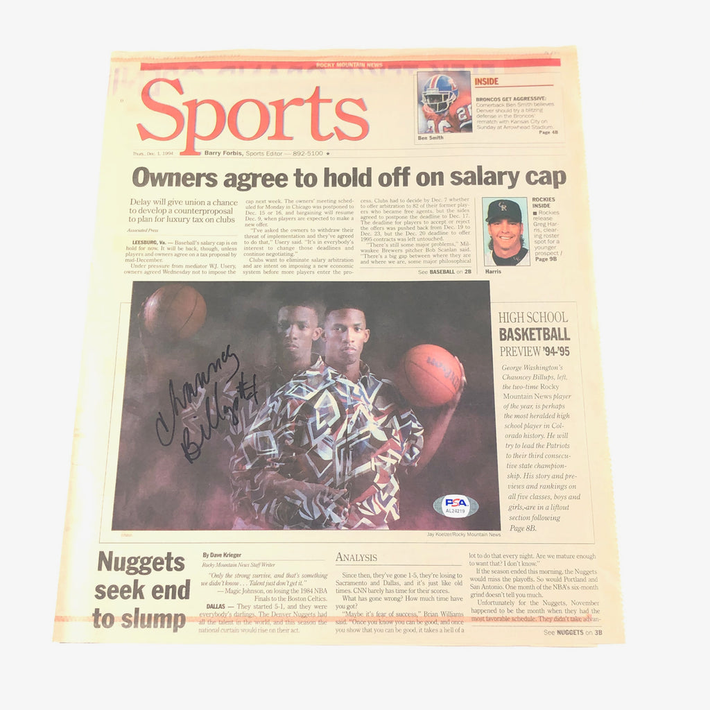 Chauncey Billups signed Newspaper PSA/DNA Nuggets Rocky Mountain