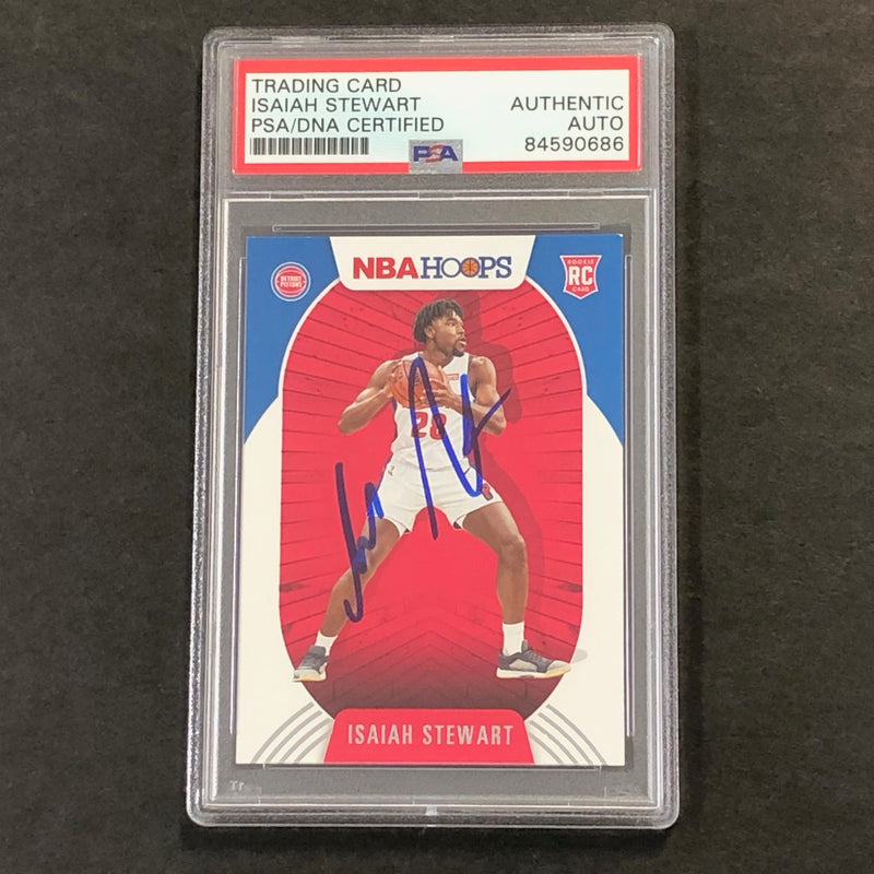 2021 NBA Hoops #233 Isaiah Stewart Signed Card AUTO PSA Slabbed RC Pistons