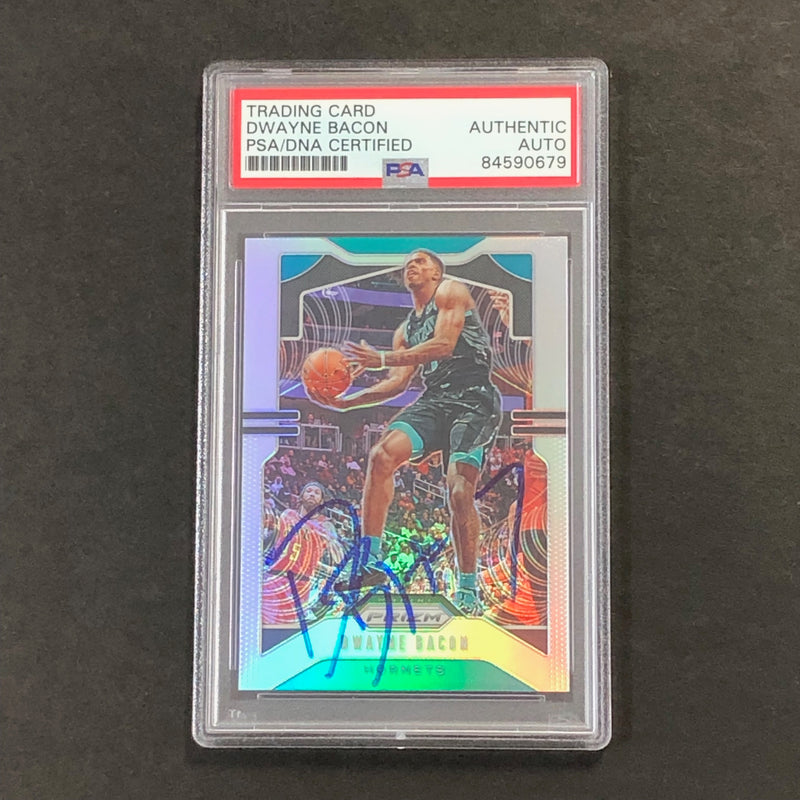 2019-20 Panini Prizm Silver #59 Dwayne Bacon Signed Card AUTO PSA/DNA Slabbed Hornets