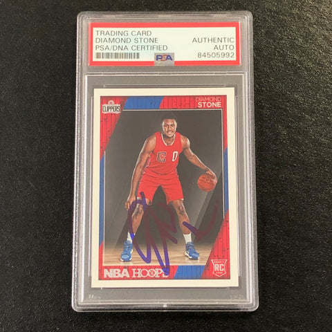 2016-17 NBA Hoops #284 Diamond Stone Signed Card Auto PSA Slabbed RC Clippers