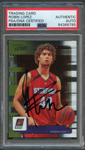 2008-09 Upper Deck Ultimate Victory #75 Robin Lopez Signed Card AUTO PSA Slabbed