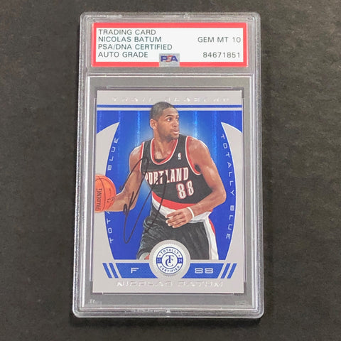 2013-14 Panini Totally Certified #181 Nicolas Batum Signed Card AUTO Grade 10 PSA Slabbed Blazers