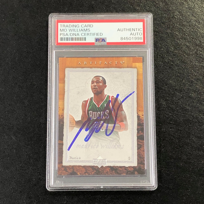 2007-08 Artifacts Basketball #52 Maurice Mo Williams Signed Card AUTO PSA Slabbed Bucks