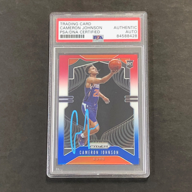 2019-20 Panini Prizm Red White And Blue #257 Cameron Johnson Signed Card PSA Slabbed Auto RC Suns