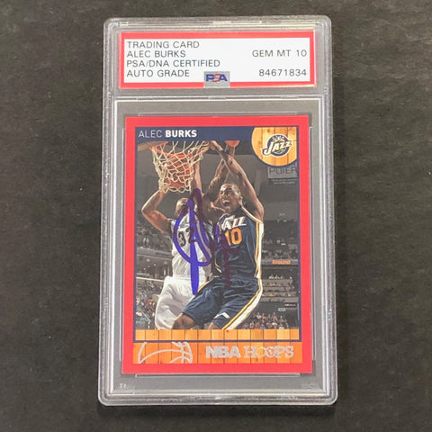 2013-14 NBA Hoops #165 Alec Burks Signed Card AUTO 10 PSA Slabbed Jazz