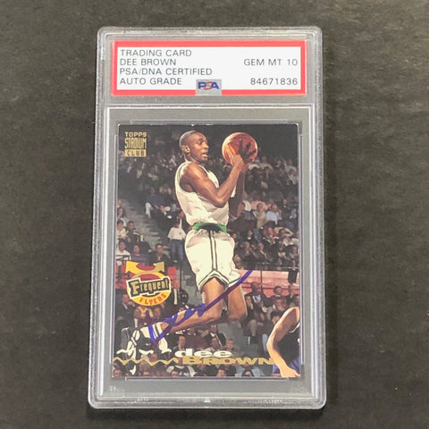 1993-94 Topps Stadium Club #349 Dee Brown Signed Card AUTO 10 PSA Slabbed Celtics