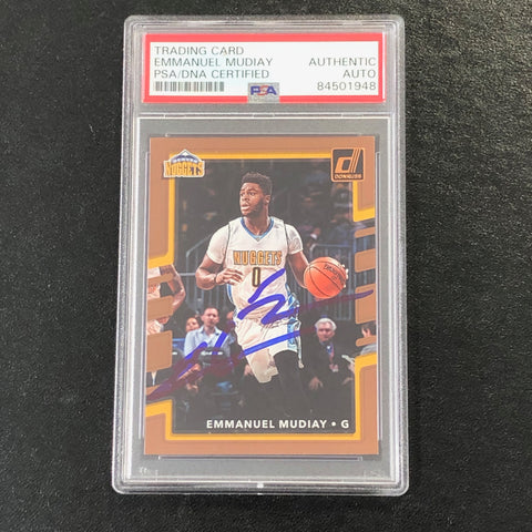 2017-18 Donruss Basketball #40 Emmanuel Mudiay Signed Card AUTO PSA Slabbed Nuggets