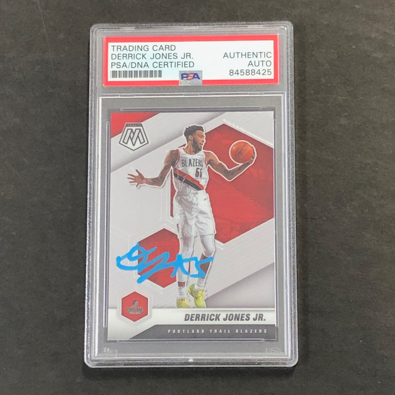 2020-21 Panini Mosaic #31 Derrick Jones Jr. Signed Card AUTO PSA Slabbed Trail Blazers