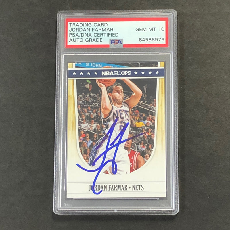 2011-12 NBA Hoops #143 Jordan Farmar Signed Card AUTO 10 PSA Slabbed Nets
