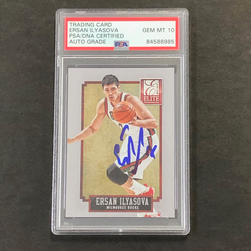 2013-14 Elite Basketball #188 Ersan Ilyasova Signed Card AUTO 10 PSA Slabbed Bucks