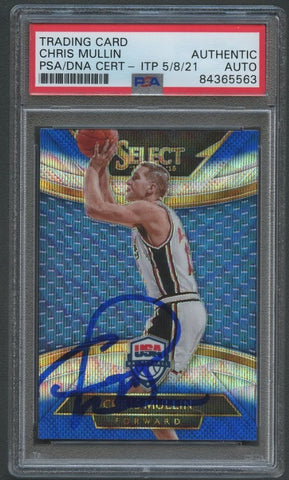 2014-15 Panini Select Blue Prizm #205 Chris Mullin Signed Card AUTO PSA Slabbed USA